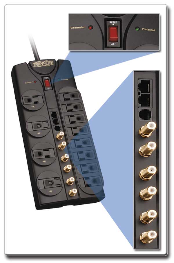 Amazon.com: Tripp Lite 12 Outlet Audio/Video Surge Protector Tel ... Amazon.com: Tripp Lite 12 Outlet Audio/Video Surge Protector Tel ...