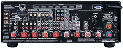 Back panel of the Onkyo TX-SR708 7.2-Channel Network A/V Receiver Back panel of the Onkyo TX-SR708 7.2-Channel Network A/V Receiver