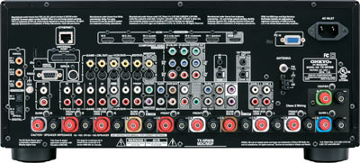 Back panel of the Onkyo TXNR808 7.2-Channel Network A/V Receiver Back panel of the Onkyo TXNR808 7.2-Channel Network A/V Receiver