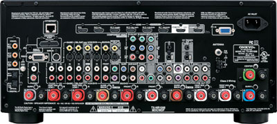 Back panel of the Onkyo TX-NR1008 9.2-Channel Network A/V Receiver