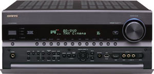 View of the Onkyo TX-NR5008 9.2-Channel Network A/V Receiver with front pop up/down control panel open