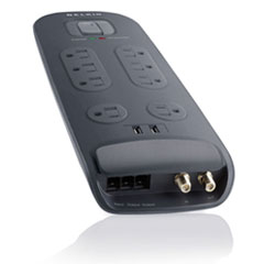 Eight-Outlet AV Surge Protector with 6-Foot Power Cord and Telephone and Cable/Satellite Protection