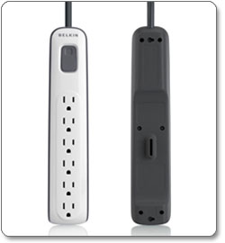 Six-Outlet  Surge  Protector  with  8-Foot  Power  Cord  and  360-Degree  Swivel  Plug
