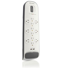 Twelve-Outlet Surge Protector with 6-Foot Power Cord and Two USB Ports