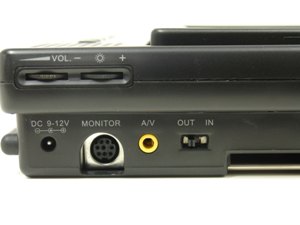 Locate A/V jack on the side panel of AXN-6979