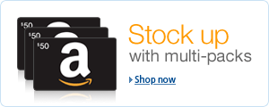 Buy multi-packs of Amazon.com Gift Cards