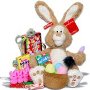 Get ready for Easter with chocolate bunnies, candies, and Easter baskets filled with yummy treats.