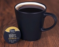 Brown Gold Colombian coffee in cup.