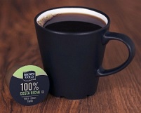 Brown Gold Costa Rican coffee in cup.