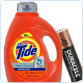 Household Supplies: Laundry detergent, cleaners, batteries, light bulbs