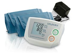 LifeSource Dual Memory Auto Inflate Blood Pressure Monitor with Medium and Large Cuff and AC Adapter (UA-774AC) Product Shot