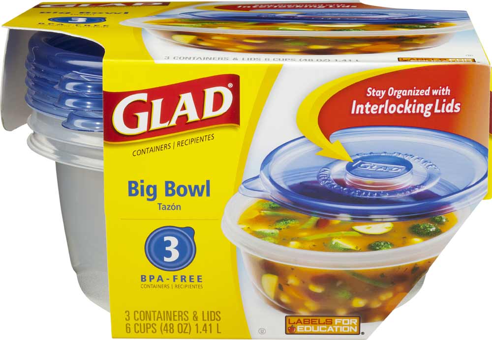 Glad Food Storage Containers, Big Bowl, 48 Ounce, 3 Count