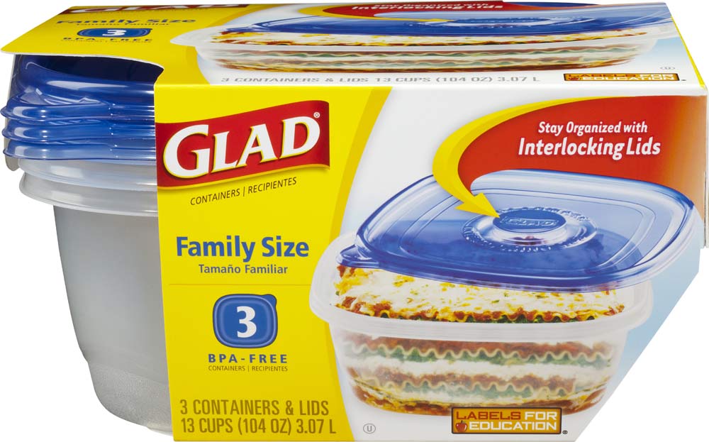 GladWare Square Family Size Food Storage with Interlocking