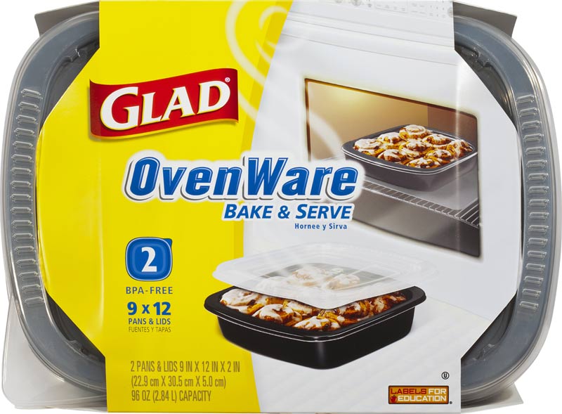 Glad Food Storage Containers, OvenWare 9x12, 96 Ounce, 2