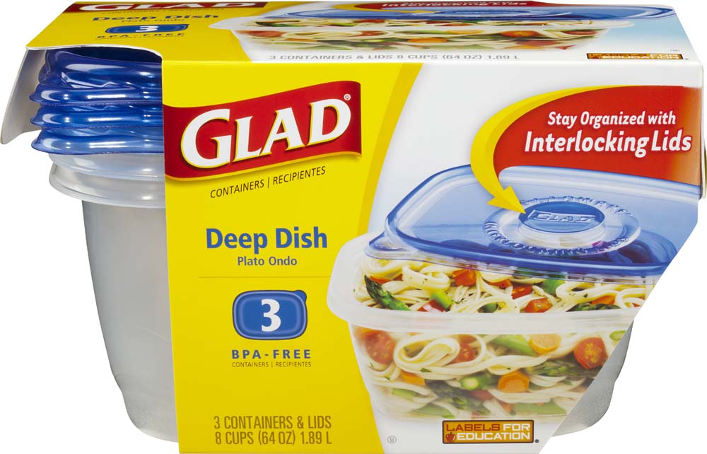 GladWare Deep Dish Reusable Plastic Containers, 3Count Package of 64