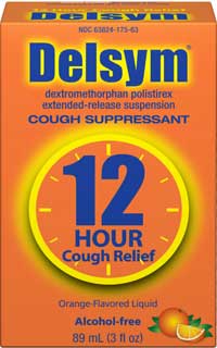 Delsym Adult Cough Suppressant Orange with Dosage Cup (3 Fluid Ounces). Product Shot