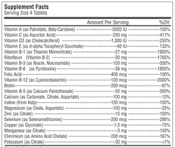Performance Energy for Men Multivitamin Supplement Facts