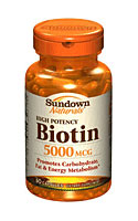Sundown Naturals Biotin 5000 mcg (60 Capsules)