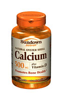 Sundown Naturals Calcium Oyster Shell 500 mg + D (120 Tablets)