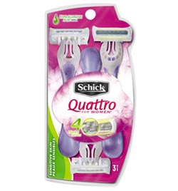 Schick Quattro for Women Disposable Sensitive Skin Razors, 3 Razors (2-Pack) Product Shot
