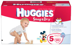 HUGGIES Snug & Dry Diapers, Size 5 Giant Pack, 120-Count Product Shot