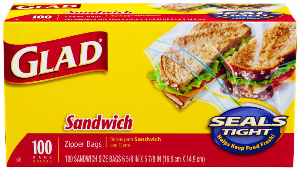 Amazon.com: Glad Food Storage Bags, Zipper Sandwich, 100 Count ...