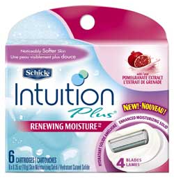 Schick Intuition Plus Renewing Moisture Refill, Pomegranate (6-Pack) Product Shot