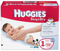 HUGGIES Snug & Dry Diapers, Size 1, 112-Count Product Shot