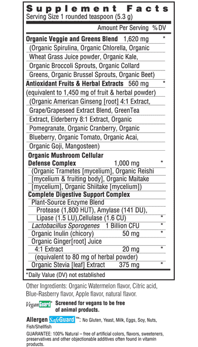 Organic Probiotic Supplements on Build Greens  4 7 Ounce Rainbow Light Immuno Build Greens Organic