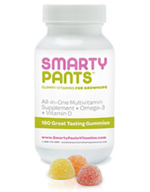 SmartyPants Adult Gummy Multivitamins + Omega 3's + Vitamin D: 30 Day Supply Product Shot
