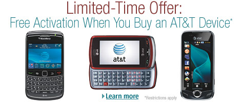 Limited time offer: Free activation when you buy and AT& device