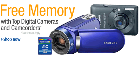 Free 4GB Memory Card with Top Digital Cameras and Camcorders from Amazon.com