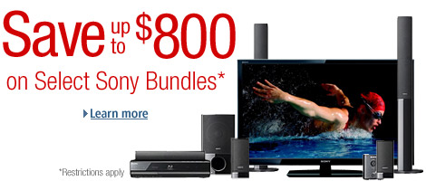 Save up to $800 on Select Sony HDTV Bundles with Claim Code