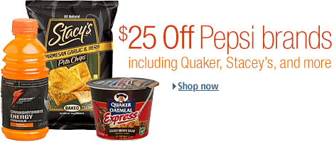 $25 Off Quaker, Stacey's, Gatorade, and more