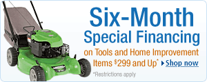 Shop for tools and home improvement products with six-month financing