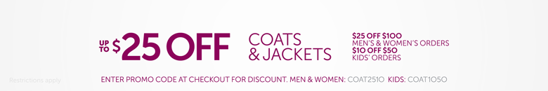 UP TO $25 OFF Coats & Jackets