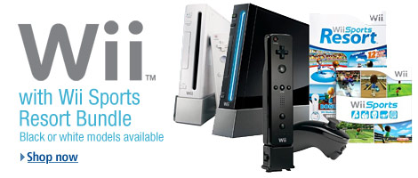 Wii with Wii Sports Resort Bundle.  Black or white models available.  Shop now.