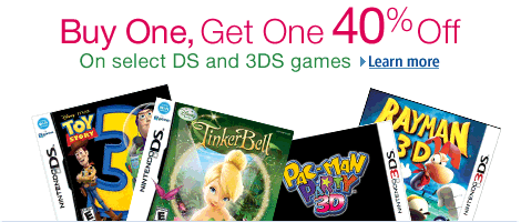 Buy One, Get One 40% Off on Select DS and 3DS Games. Learn more.