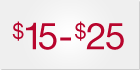 $15 to $25