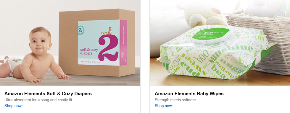 Amazon Elements Soft & Cozy Diapers / Amazon Elements Baby Wipes