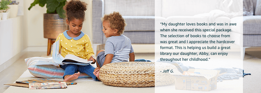 Child playing with prime book box