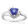 10k Gold Created Blue Star Sapphire and Diamond Ring