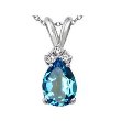 14k Gold 1.56-Carat Blue Topaz and Diamond Heart Pendant with Chain
