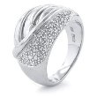 Sterling Silver Ribbed Diamond Ring