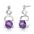 Sterling Silver Round-Cut Amethyst Drop Earrings