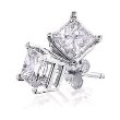 14k White Gold 3/4-Carat Princess-Cut Diamond Stud Earrings
