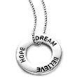 Sterling Silver Hope Believe Dream Inspirational Pendant and Chain