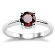 Sterling Silver Round Garnet Ring