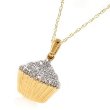 10k Yellow Gold Diamond Cupcake Pendant