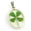 Medium Oval Four Leaf Clover Pendant